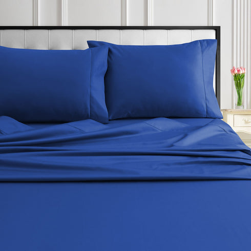 1000 Thread Count Egyptian Cotton Sateen Extra Deep Pocket Sheet Set Classic Blue