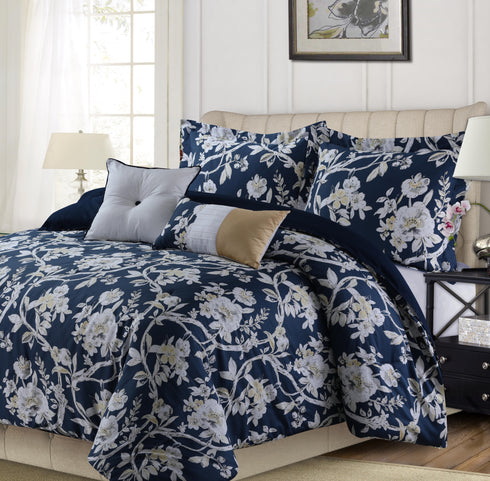 Colmar 5-Piece 300 Thread Count Cotton Comforter Set Navy Blue