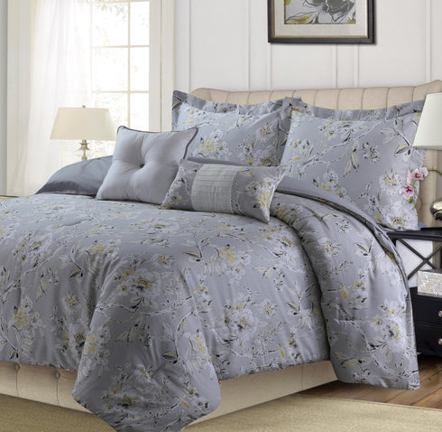 Colmar 5-Piece 300 Thread Count Cotton Comforter Set Silver Grey