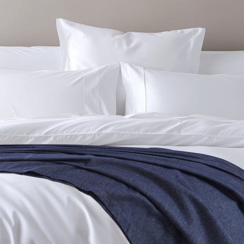 German Cotton Solid Oversized Blanket Heather Dark Blue