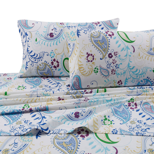 Paisley Garden 170-GSM Flannel Printed Extra Deep Pocket Sheet Set