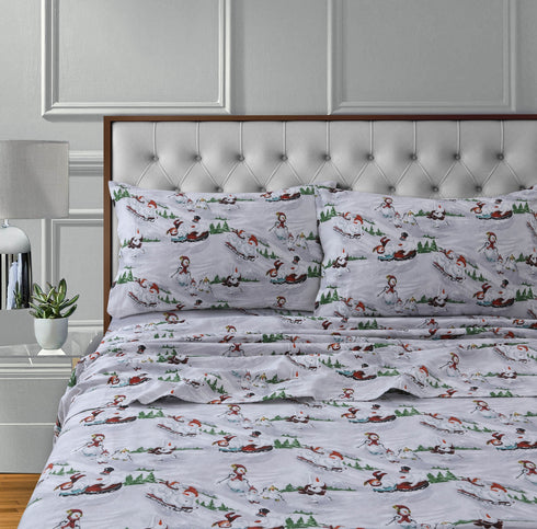 Winter Wonderland 170-GSM Flannel Printed Extra Deep Pocket Sheet Set
