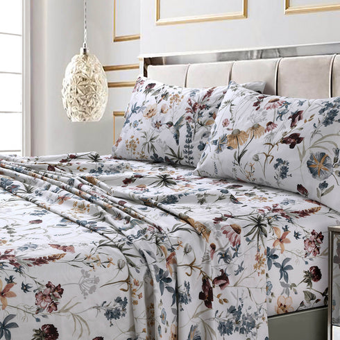 Printed 300 Thread Count Cotton Sateen Extra Deep Pocket Sheet Set