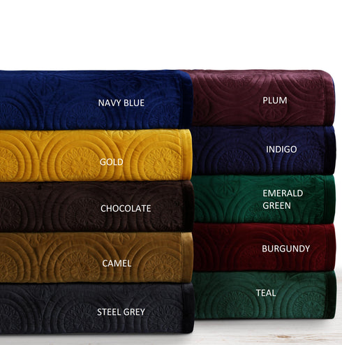 Capri Medallion Velvet Oversized Solid Quilt Set