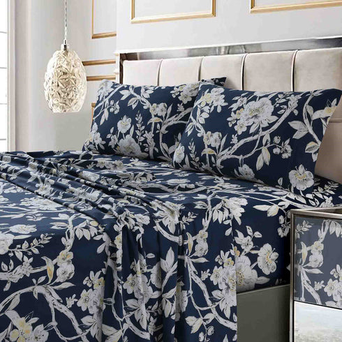 Printed 300 Thread Count Cotton Sateen Extra Deep Pocket Sheet Set