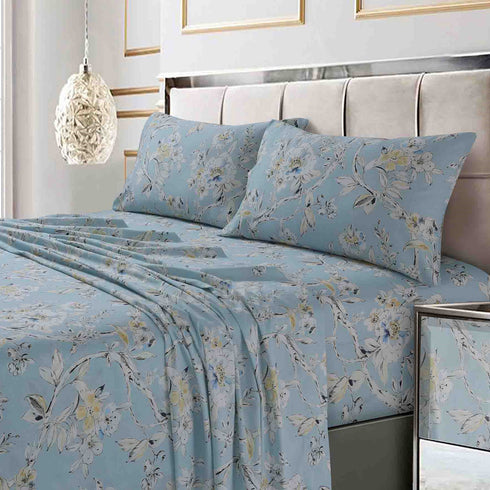 Printed 300 Thread Count Cotton Sateen Extra Deep Pocket Sheet Set