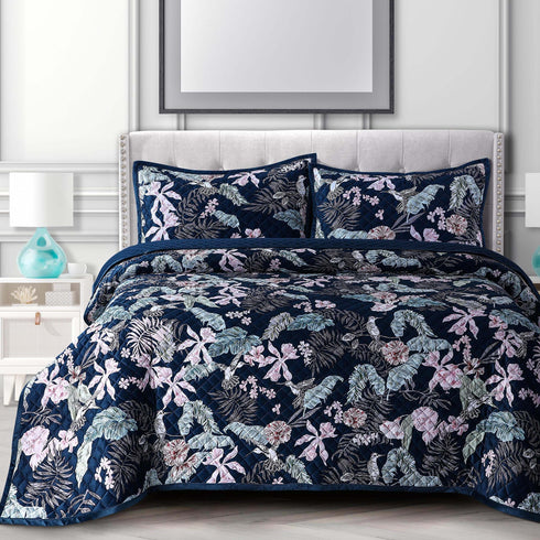 Pariza Printed Velvet Oversized Quilt Set