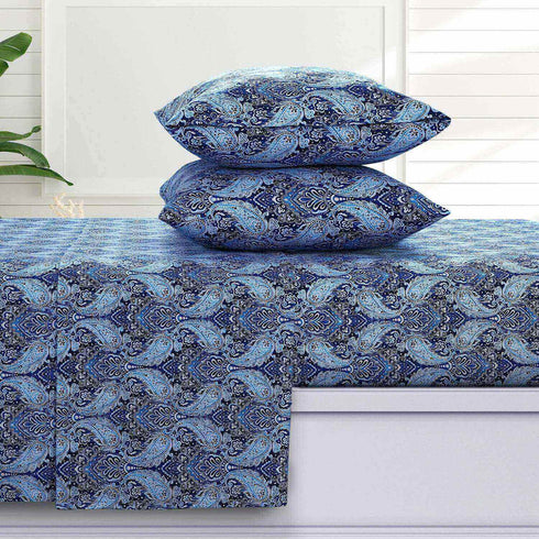 Turkish Velvety Printed Flannel Extra Deep Pocket Sheet Set
