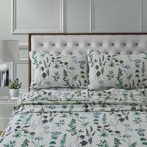 Fleur 170-GSM Flannel Printed Extra Deep Pocket Sheet Set