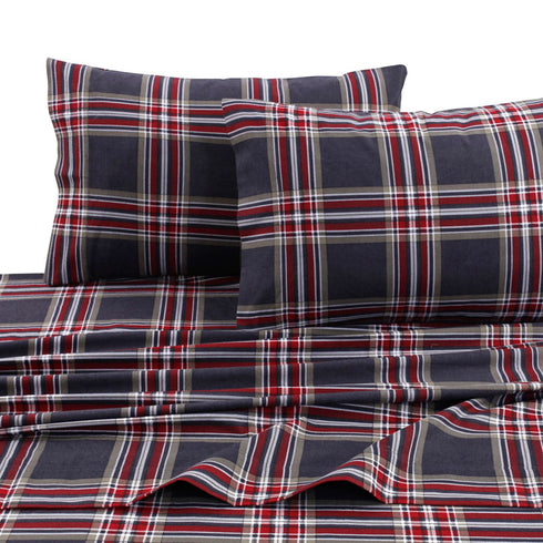 Heritage Plaid 170-GSM Flannel Printed Extra Deep Pocket Sheet Set