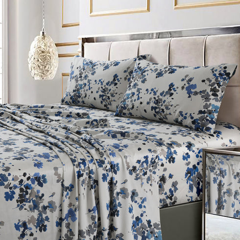 Printed 300 Thread Count Cotton Sateen Extra Deep Pocket Sheet Set