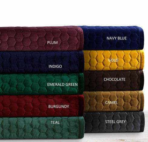 Lugano Honeycomb Velvet Oversized Solid Quilt Set