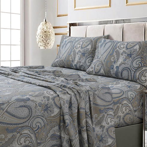 Printed 300 Thread Count Cotton Sateen Extra Deep Pocket Sheet Set