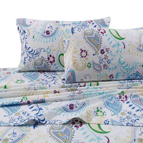 Paisley Garden 170-GSM Flannel Printed Extra Deep Pocket Sheet Set
