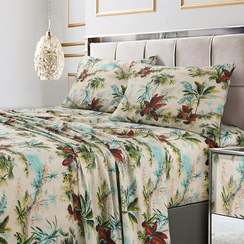 Printed 300 Thread Count Cotton Sateen Extra Deep Pocket Sheet Set