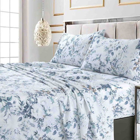 Printed 300 Thread Count Cotton Sateen Extra Deep Pocket Sheet Set